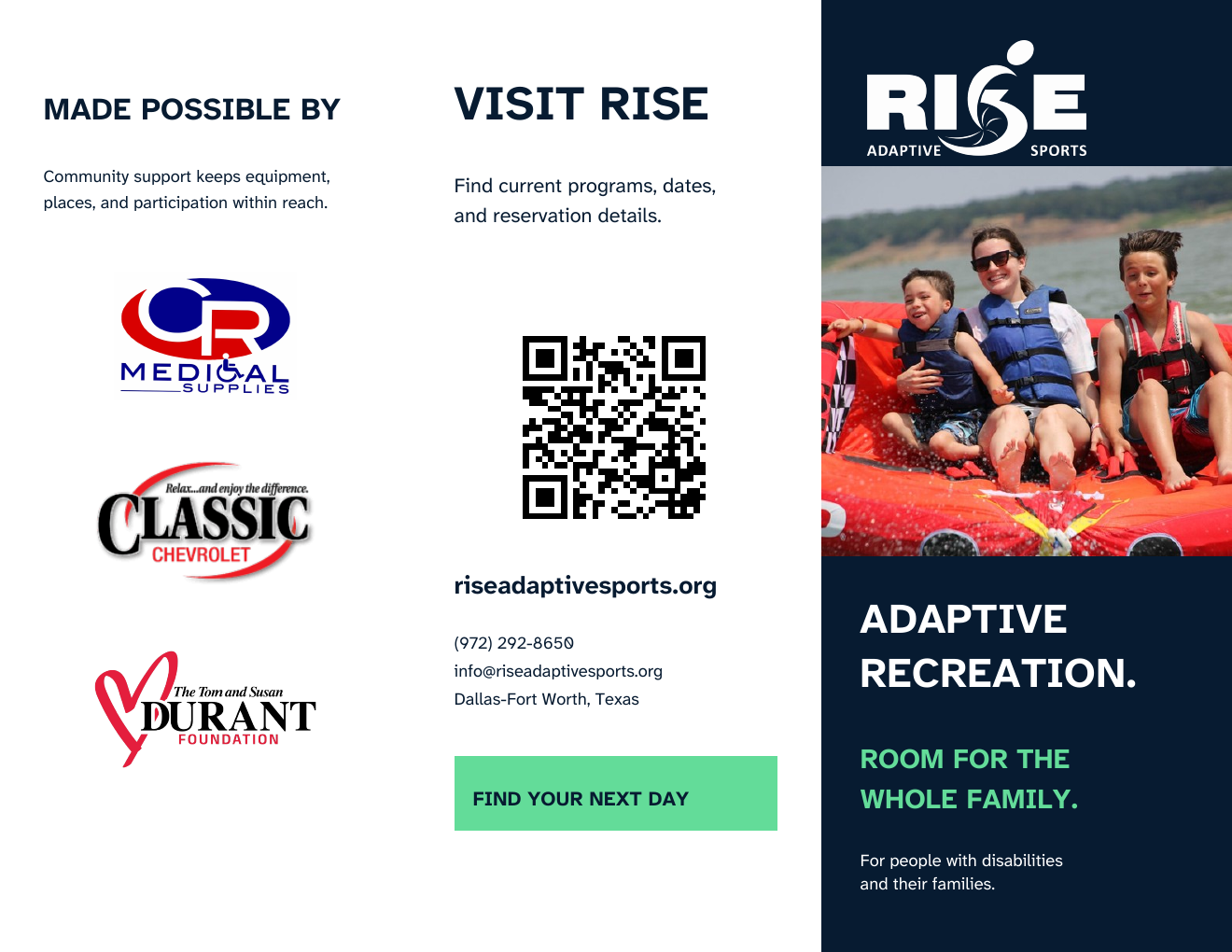 Preview of the color RISE trifold flyer